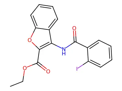 Ethyl 3-(2-iodobenzamido)benzofuran-2-carboxylate structure