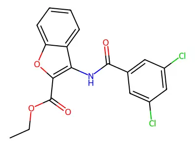 Ethyl 3-(3,5-dichlorobenzamido)benzofuran-2-carboxylate structure