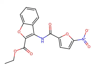 Ethyl 3-(5-nitrofuran-2-carboxamido)benzofuran-2-carboxylate structure