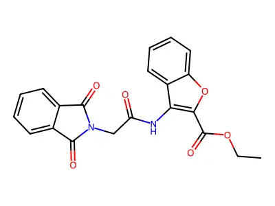 Ethyl 3-(2-(1,3-dioxoisoindolin-2-yl)acetamido)benzofuran-2-carboxylate structure