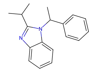 1-(1-phenylethyl)-2-(propan-2-yl)-1H-1,3-benzodiazole structure