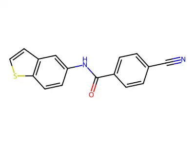 N-(1-benzothiophen-5-yl)-4-cyanobenzamide structure