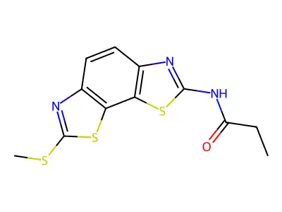 N-(2-methylsulfanyl-[1,3]thiazolo[4,5-g][1,3]benzothiazol-7-yl)propanamide structure