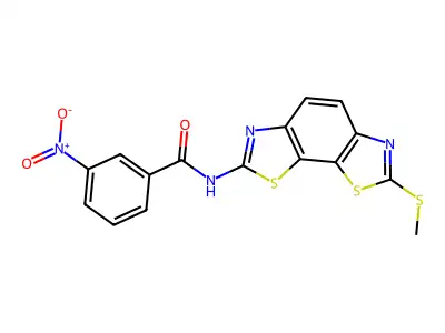 N-(2-methylsulfanyl-[1,3]thiazolo[4,5-g][1,3]benzothiazol-7-yl)-3-nitrobenzamide structure