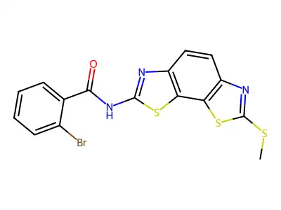 2-bromo-N-(2-methylsulfanyl-[1,3]thiazolo[4,5-g][1,3]benzothiazol-7-yl)benzamide structure