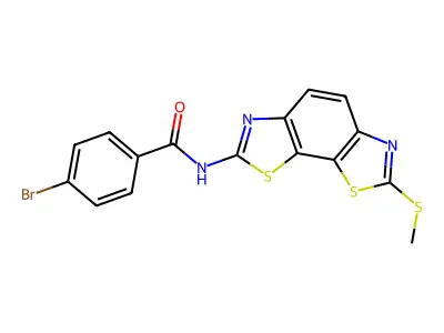 4-bromo-N-(2-methylsulfanyl-[1,3]thiazolo[4,5-g][1,3]benzothiazol-7-yl)benzamide structure