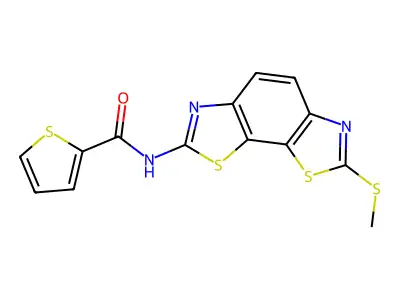 N-(2-methylsulfanyl-[1,3]thiazolo[4,5-g][1,3]benzothiazol-7-yl)thiophene-2-carboxamide structure