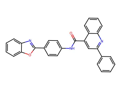 N-[4-(1,3-benzoxazol-2-yl)phenyl]-2-phenylquinoline-4-carboxamide structure