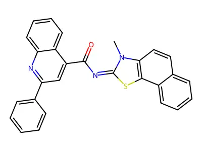 N-(3-methylbenzo[g][1,3]benzothiazol-2-ylidene)-2-phenylquinoline-4-carboxamide structure