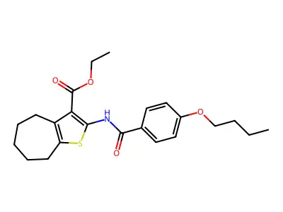 Ethyl 2-(4-butoxybenzamido)-4H,5H,6H,7H,8H-cyclohepta[B]thiophene-3-carboxylate structure
