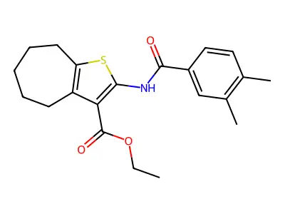 ETHYL 2-(3,4-DIMETHYLBENZAMIDO)-4H,5H,6H,7H,8H-CYCLOHEPTA[B]THIOPHENE-3-CARBOXYLATE structure