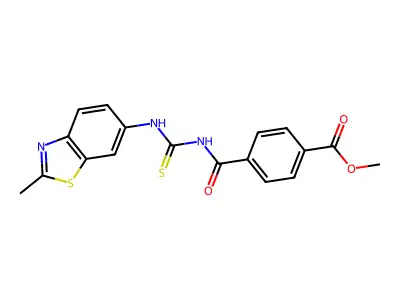 Methyl 4-(((2-methylbenzo[d]thiazol-6-yl)carbamothioyl)carbamoyl)benzoate structure