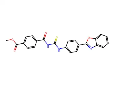 Methyl 4-(((4-(benzo[d]oxazol-2-yl)phenyl)carbamothioyl)carbamoyl)benzoate structure