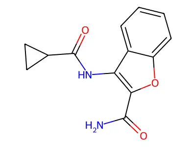 3-(Cyclopropanecarboxamido)benzofuran-2-carboxamide structure