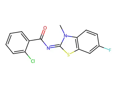 (E)-2-chloro-N-(6-fluoro-3-methylbenzo[d]thiazol-2(3H)-ylidene)benzamide structure
