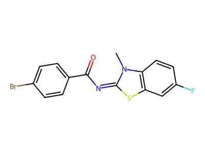 (E)-4-bromo-N-(6-fluoro-3-methylbenzo[d]thiazol-2(3H)-ylidene)benzamide structure