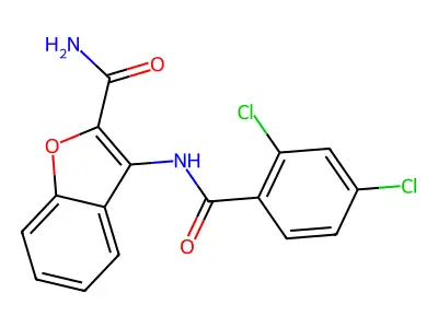 3-(2,4-Dichlorobenzamido)benzofuran-2-carboxamide structure