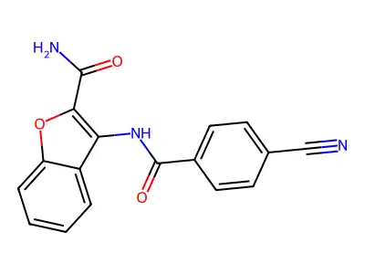 3-(4-Cyanobenzamido)benzofuran-2-carboxamide structure