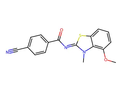 (E)-4-cyano-N-(4-methoxy-3-methylbenzo[d]thiazol-2(3H)-ylidene)benzamide structure