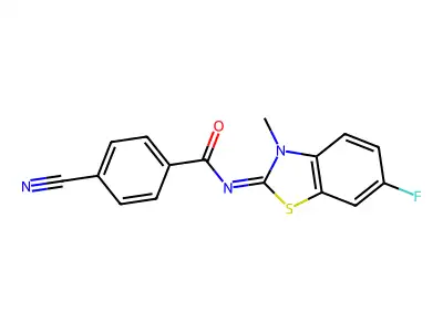 (E)-4-cyano-N-(6-fluoro-3-methylbenzo[d]thiazol-2(3H)-ylidene)benzamide structure