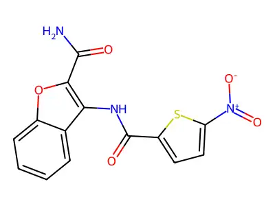 3-(5-Nitrothiophene-2-carboxamido)benzofuran-2-carboxamide structure