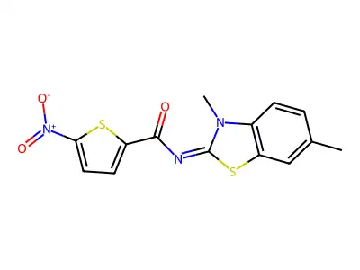 N-(3,6-dimethyl-1,3-benzothiazol-2-ylidene)-5-nitrothiophene-2-carboxamide structure