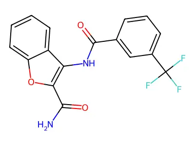 3-(3-(Trifluoromethyl)benzamido)benzofuran-2-carboxamide structure