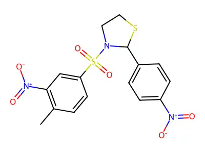 3-(4-Methyl-3-nitrophenyl)sulfonyl-2-(4-nitrophenyl)-1,3-thiazolidine structure