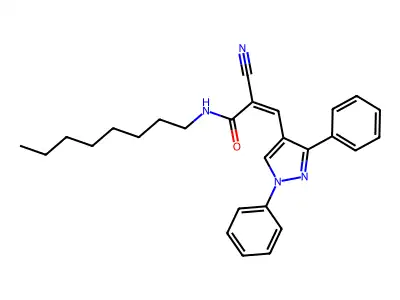 (Z)-2-Cyano-3-(1,3-diphenylpyrazol-4-yl)-N-octylprop-2-enamide structure