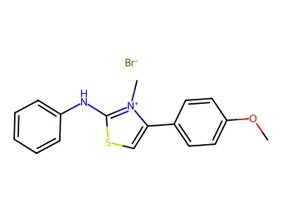 4-(4-Methoxyphenyl)-3-methyl-2-(phenylamino)thiazol-3-ium bromide structure
