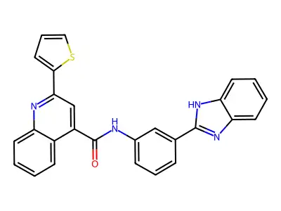 N-[3-(1H-benzimidazol-2-yl)phenyl]-2-thiophen-2-ylquinoline-4-carboxamide structure