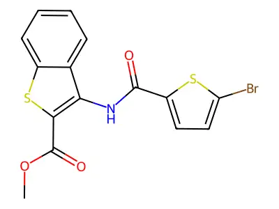 Methyl 3-(5-bromothiophene-2-carboxamido)benzo[b]thiophene-2-carboxylate structure