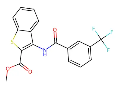 Methyl 3-(3-(trifluoromethyl)benzamido)benzo[b]thiophene-2-carboxylate structure