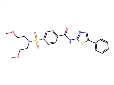 4-[bis(2-methoxyethyl)sulfamoyl]-N-(5-phenyl-1,3-thiazol-2-yl)benzamide structure
