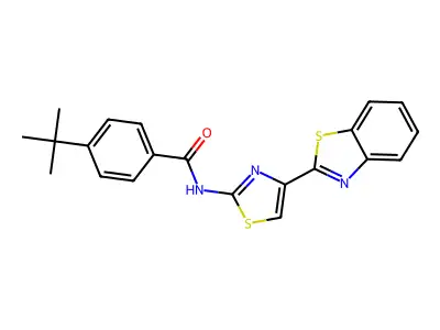 N-[4-(1,3-benzothiazol-2-yl)-1,3-thiazol-2-yl]-4-tert-butylbenzamide structure