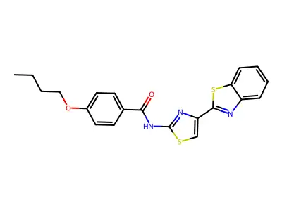 N-[4-(1,3-benzothiazol-2-yl)-1,3-thiazol-2-yl]-4-butoxybenzamide structure