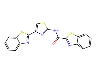 N-[4-(1,3-benzothiazol-2-yl)-1,3-thiazol-2-yl]-1,3-benzothiazole-2-carboxamide structure