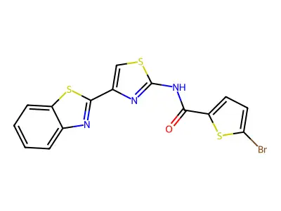 N-[4-(1,3-benzothiazol-2-yl)-1,3-thiazol-2-yl]-5-bromothiophene-2-carboxamide structure