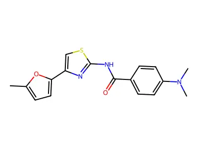 4-(dimethylamino)-N-[4-(5-methylfuran-2-yl)-1,3-thiazol-2-yl]benzamide structure