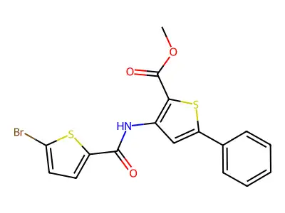 Methyl 3-(5-bromothiophene-2-carboxamido)-5-phenylthiophene-2-carboxylate structure