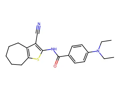 N-(3-cyano-5,6,7,8-tetrahydro-4H-cyclohepta[b]thiophen-2-yl)-4-(diethylamino)benzamide structure