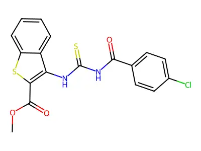 Methyl 3-(3-(4-chlorobenzoyl)thioureido)benzo[b]thiophene-2-carboxylate structure