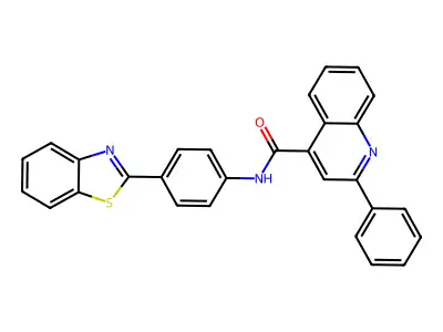 N-[4-(1,3-benzothiazol-2-yl)phenyl]-2-phenylquinoline-4-carboxamide structure