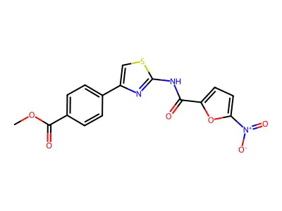 Methyl 4-(2-(5-nitrofuran-2-carboxamido)thiazol-4-yl)benzoate structure