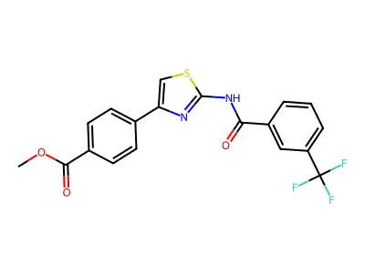 Methyl 4-(2-(3-(trifluoromethyl)benzamido)thiazol-4-yl)benzoate structure