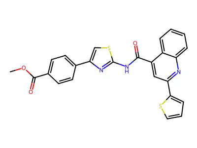 Methyl 4-(2-(2-(thiophen-2-yl)quinoline-4-carboxamido)thiazol-4-yl)benzoate structure