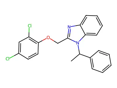 2-((2,4-dichlorophenoxy)methyl)-1-(1-phenylethyl)-1H-benzo[d]imidazole structure