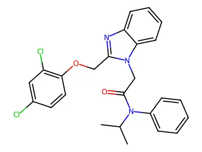 2-(2-((2,4-dichlorophenoxy)methyl)-1H-benzo[d]imidazol-1-yl)-N-isopropyl-N-phenylacetamide structure
