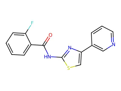 2-fluoro-N-(4-pyridin-3-yl-1,3-thiazol-2-yl)benzamide structure