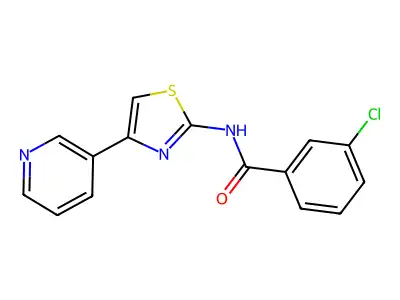 3-chloro-N-[4-(pyridin-3-yl)-1,3-thiazol-2-yl]benzamide structure